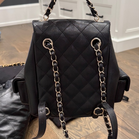Chanel Black Quilted Backpack with Silver Accents - Picture 3 of 9